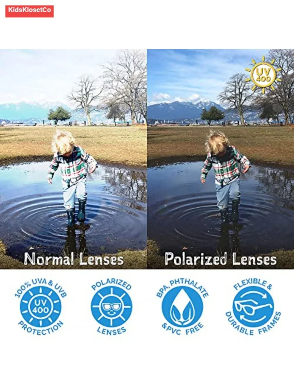 Flexible Polarized Kids Sunglasses with Strap - UV400 Protection